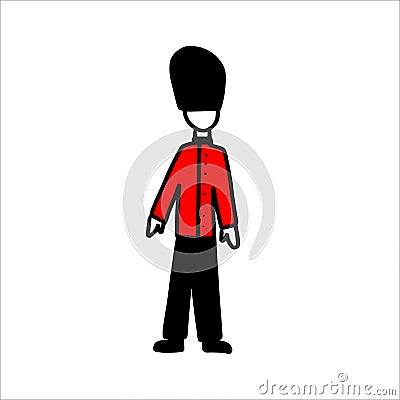London Guardsman in red uniform. Vector Illustration